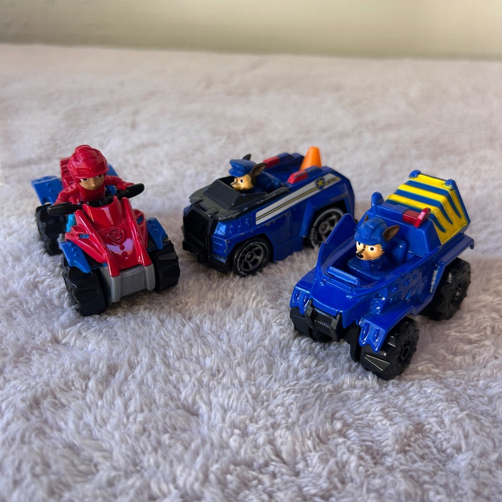 Paw Patrol Diecast Vehicle Lot Chase Police Cruiser Truck Ryder ATV 3pc Set